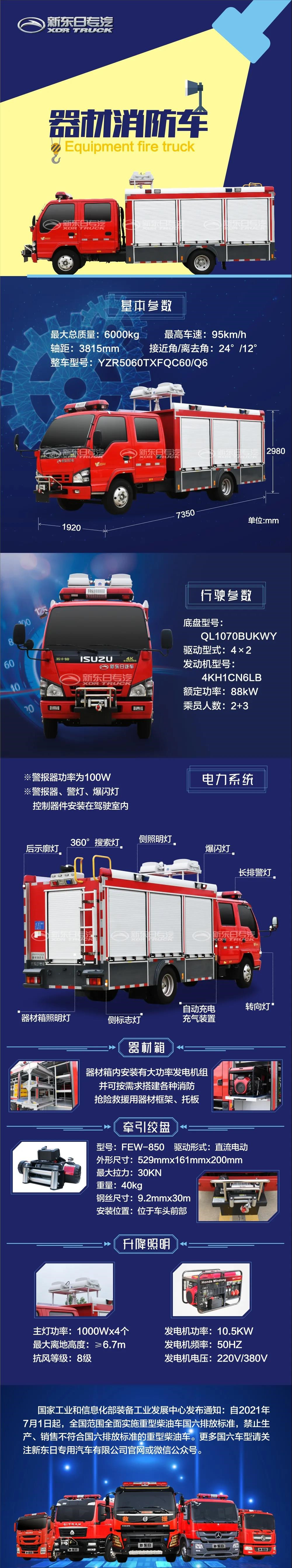 國(guó)六五十鈴600P器材消防車